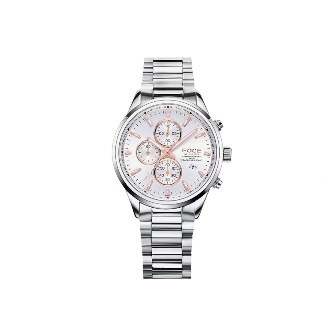 포체 FM7523MWRG 크로노그래프 스테인리스 스틸 44mm 화이트 로즈 골드(Foce FM7523MWRG Chronograph Stainless Steel 44mm White Rose Gold)