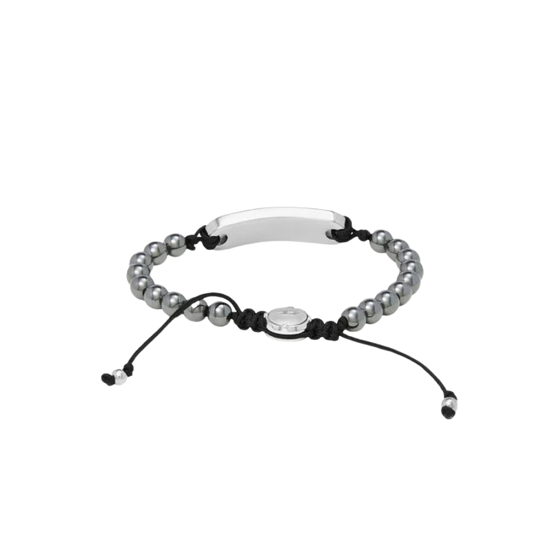 디젤 Dx1359 실버 ID 아게이트 비디드 브레이슬릿 그레이(Diesel Dx1359 Silver ID Agate Beaded Bracelet Gray) - 2
