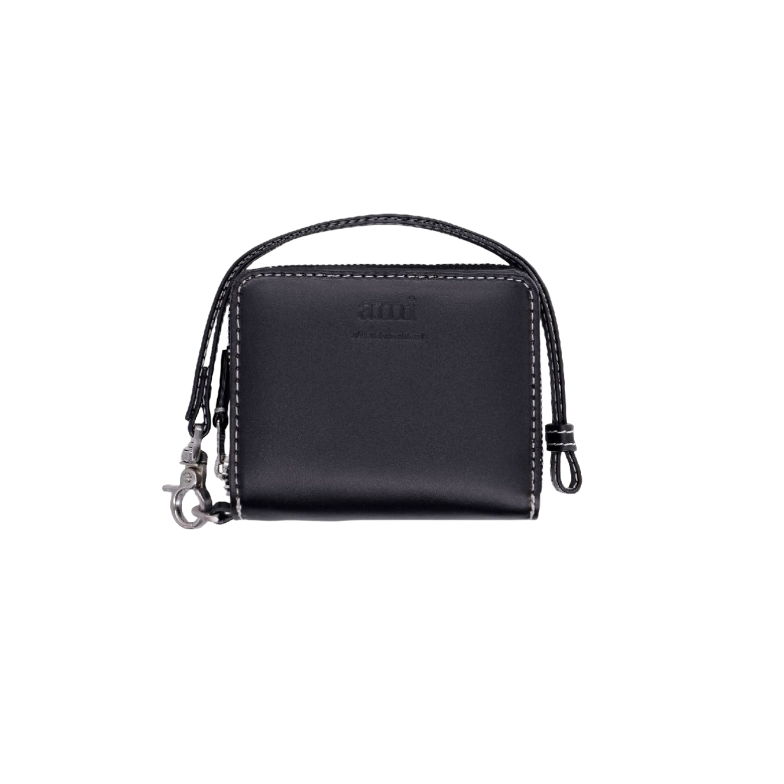 E21A005-840-001 AMI Compact Wallet with Leather Strap Black