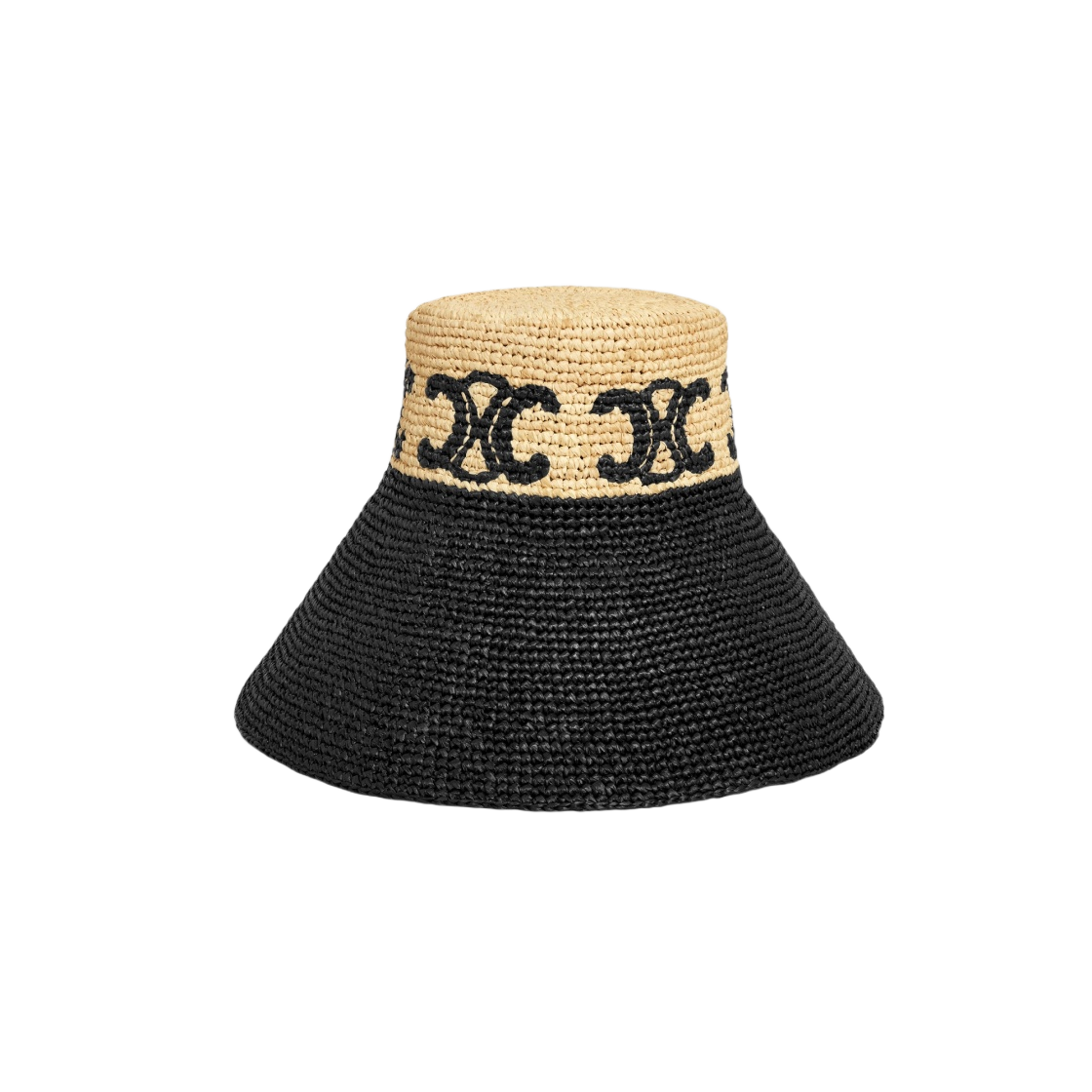 (W) 셀린느 라피아 트리옹프 와이드 브림 햇 내츄럴 블랙((W) Celine Triomphe Wide Brimmed Hat in Raphia Natural Black) - 1