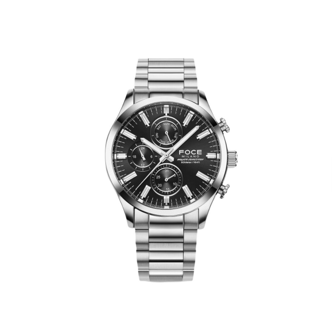 포체 43mm 멀티펑션 메탈 워치 블랙(Foce 43mm Multifunction Metal Watch Black)