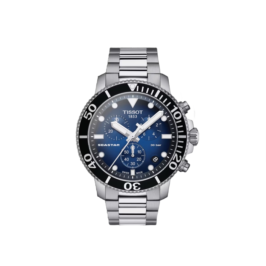티쏘 씨스타 1000 파워매틱 크로노그래프 쿼츠 45.5mm 스틸 그레이드 블루 블랙(Tissot Seastar 1000 Chronograph Quartz 45.5mm Steel Graded Blue Black)