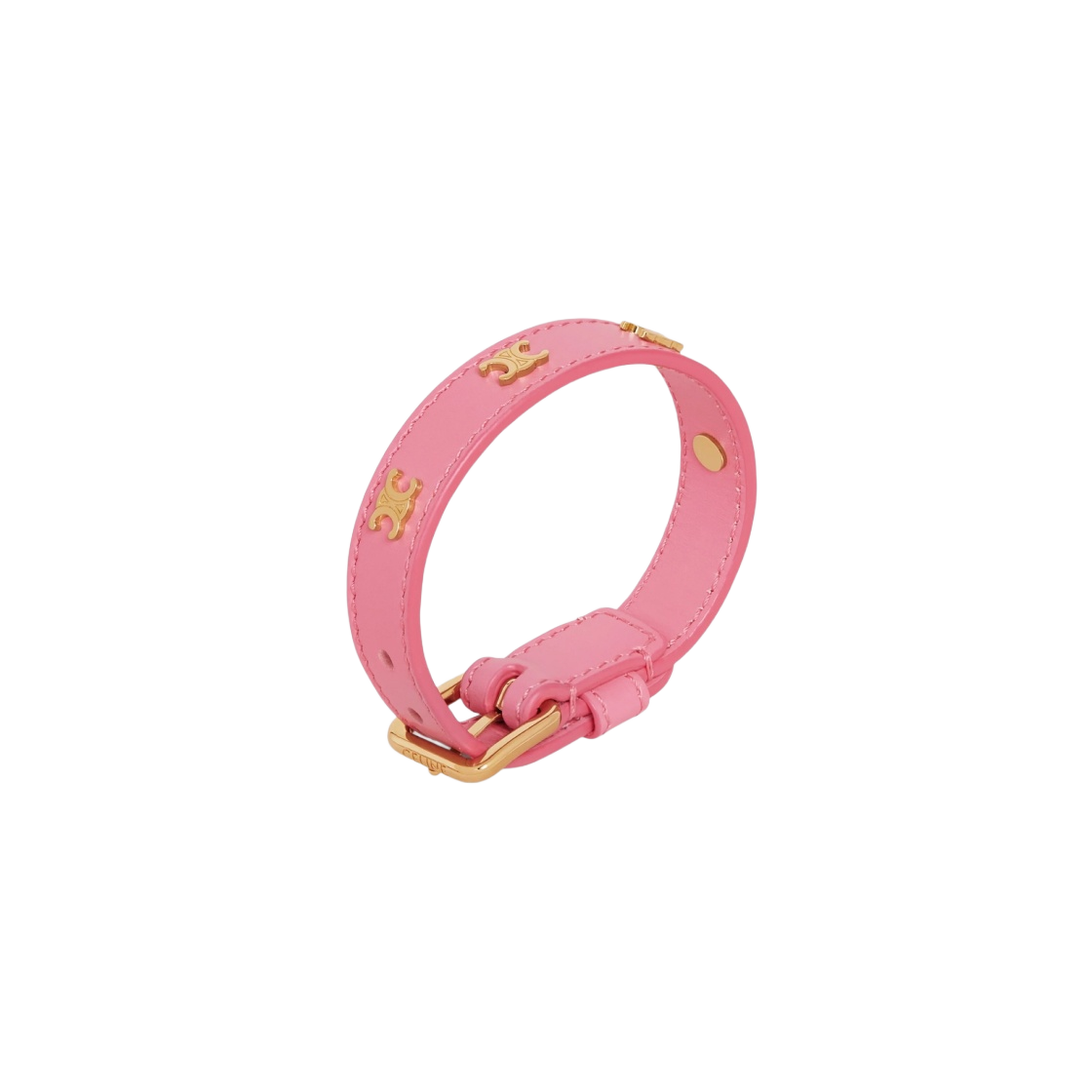46X623SMO-24GF (W) Celine Triomphe Multi Leather Bracelet in Brass with Gold Finish Gold Flamingo - #2