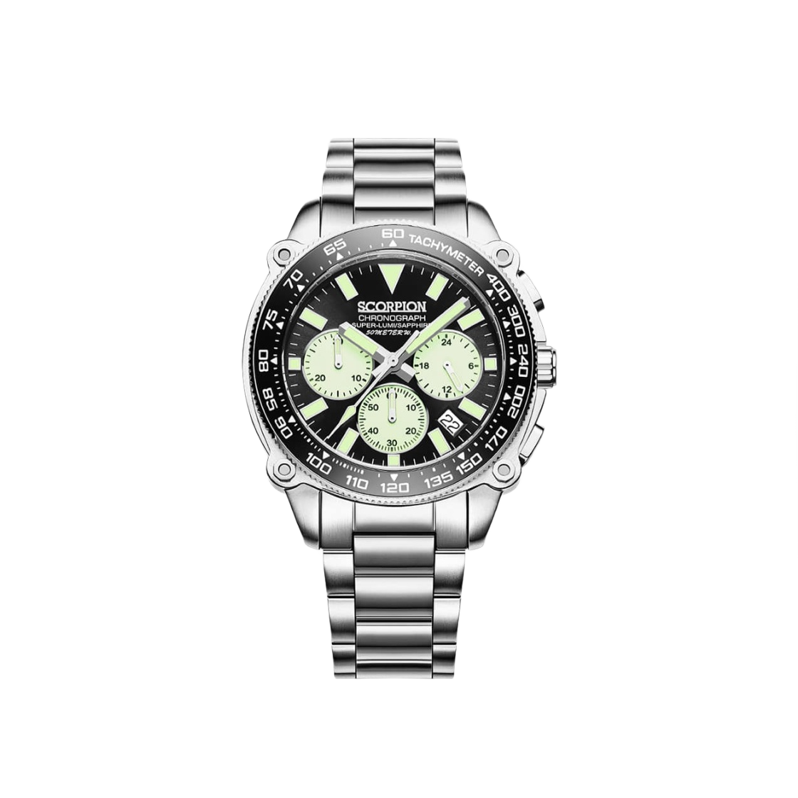 스콜피온 슈퍼루미 크로노그래프 메탈 워치 블랙(Scorpion Super Lumi Chronograph Metal Watch Black)