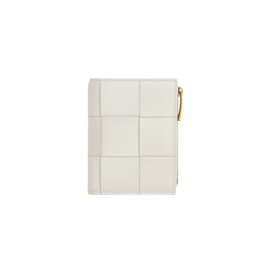 Bottega Veneta Small Cassette Bi-Fold Zip Wallet White