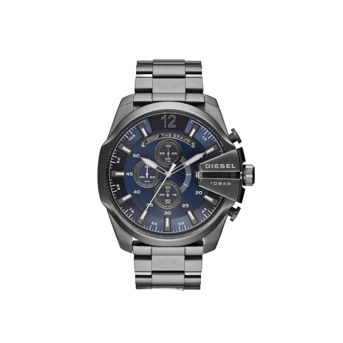 DZ4329 Diesel DZ4329 Mega Chief 51mm Navy Blue Gunmetal Plating Silver