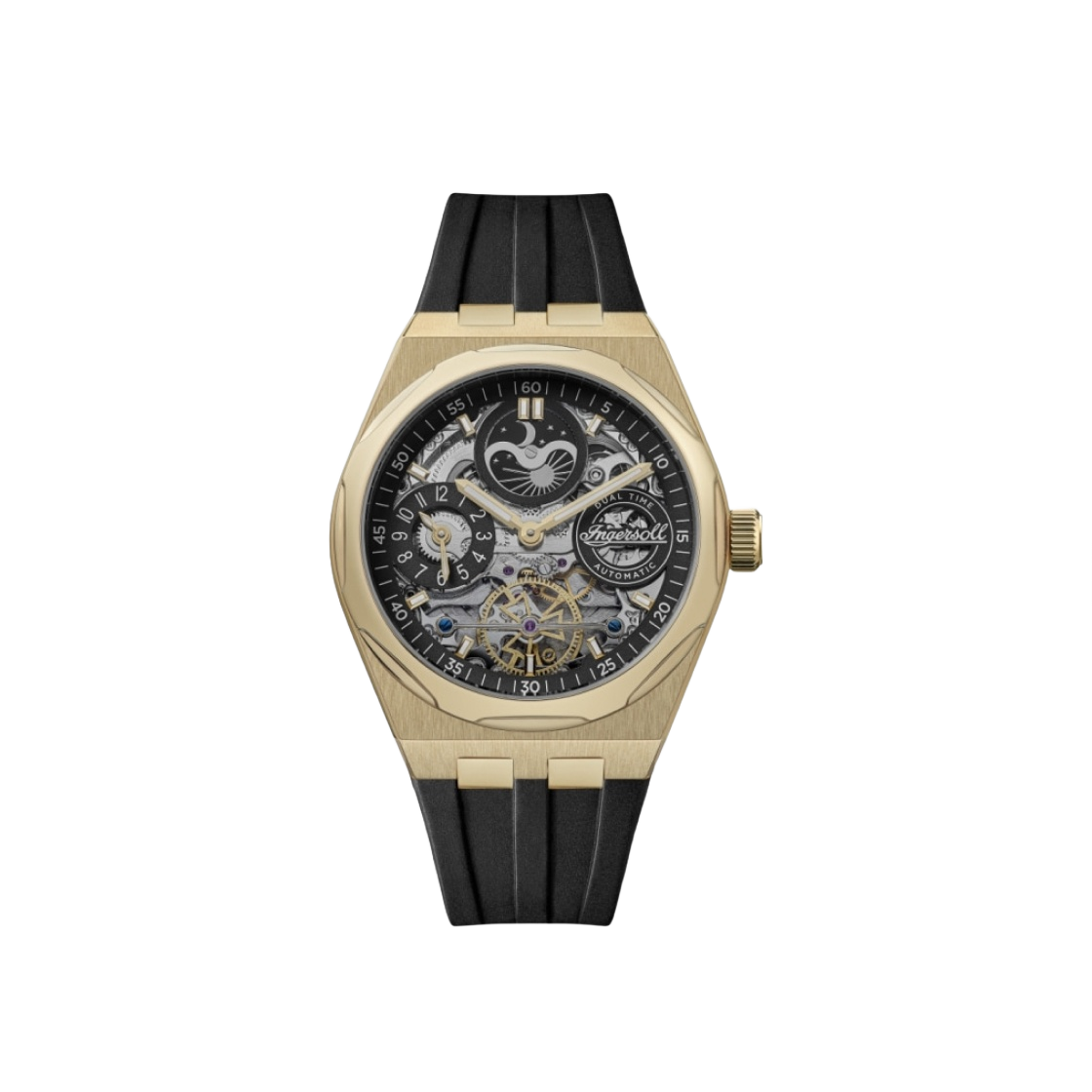 잉거솔 브로드웨이 43mm I12907 오토매틱 스테인리스 스틸 골드 블랙 블랙 다이얼(Ingersoll Broadway 43mm I12907 Automatic Stainless Steel Gold Black Black Dial)