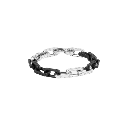 Louis Vuitton Monogram Chain Bracelet Silver Black