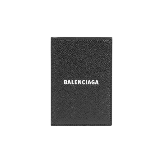 Balenciaga Grained Calfskin Cash Vertical Bi-Fold Wallet Black