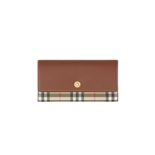 Burberry Vintage Check Leather Continental Wallet Archive Beige Tan