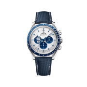 Omega Speedmaster Silver Snoopy Award 50th Anniversary Series Co Axial Master Chronometer Chronograph Steel Silver Blue