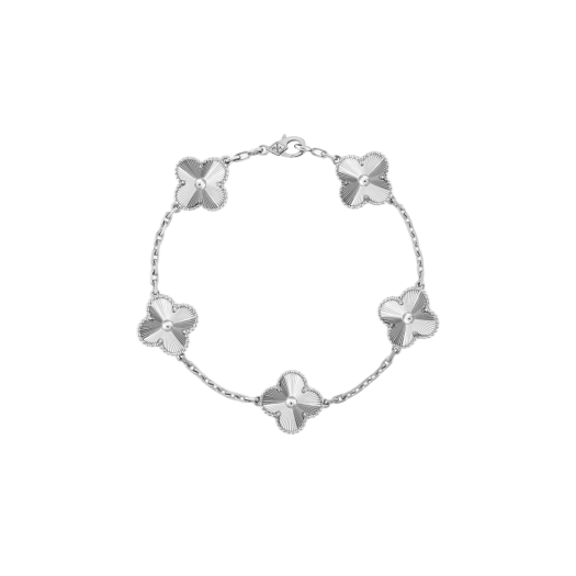 (W) Van Cleef & Arpels Vintage Alhambra Bracelet 5 Motifs White Gold