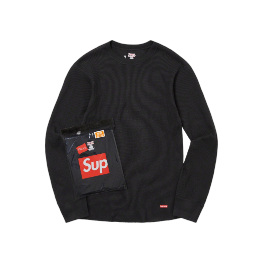 슈프림 헤인즈 본즈 써멀 크루 블랙 (1개입) | Supreme | KREAM