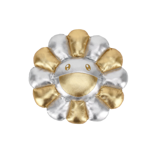 Kaikai Kiki Flower Cushion 30cm Gold Silver