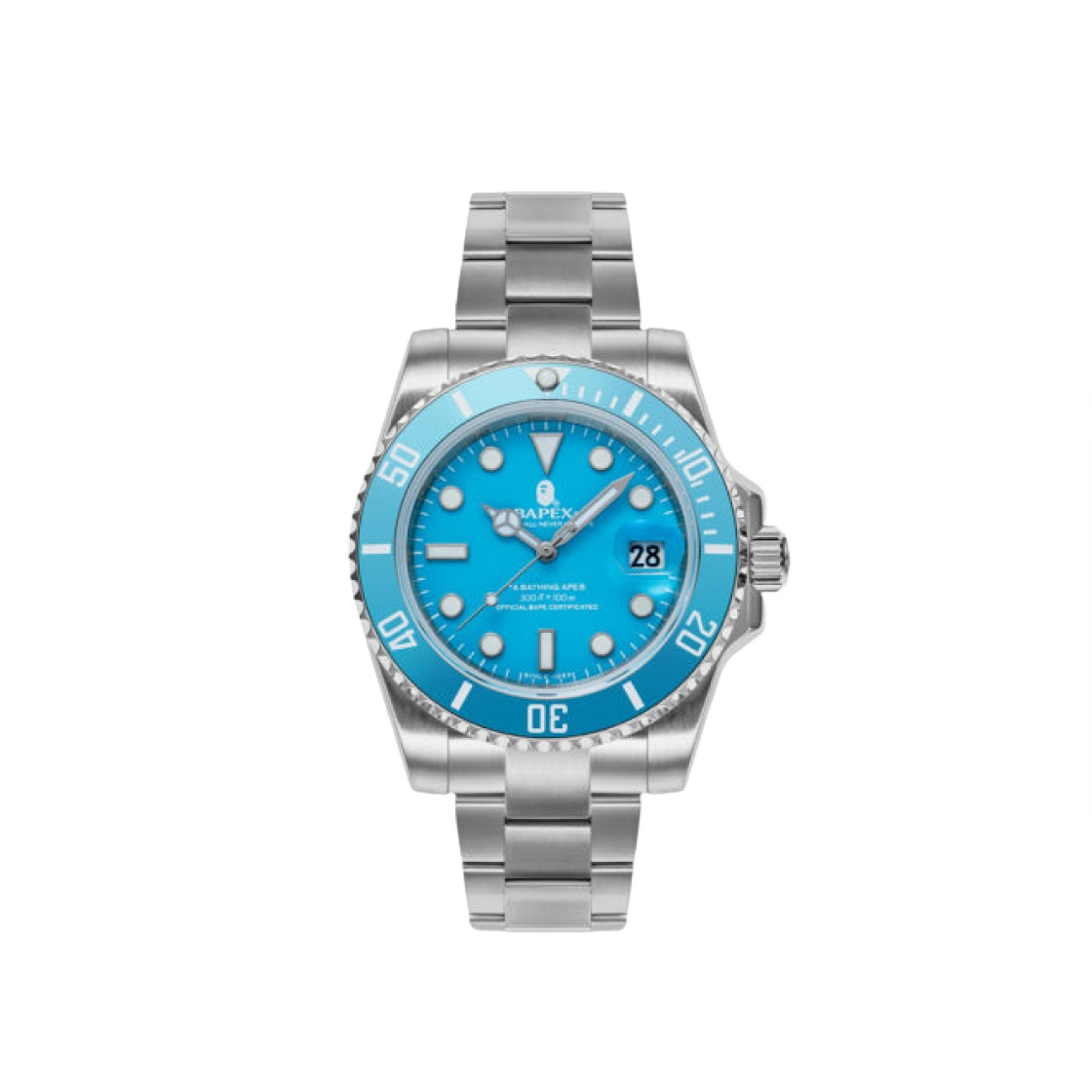 베이프 타입 1 베이펙스 워치 실버 라이트 블루(BAPE Type 1 Bapex Watch SIlver Light Blue)