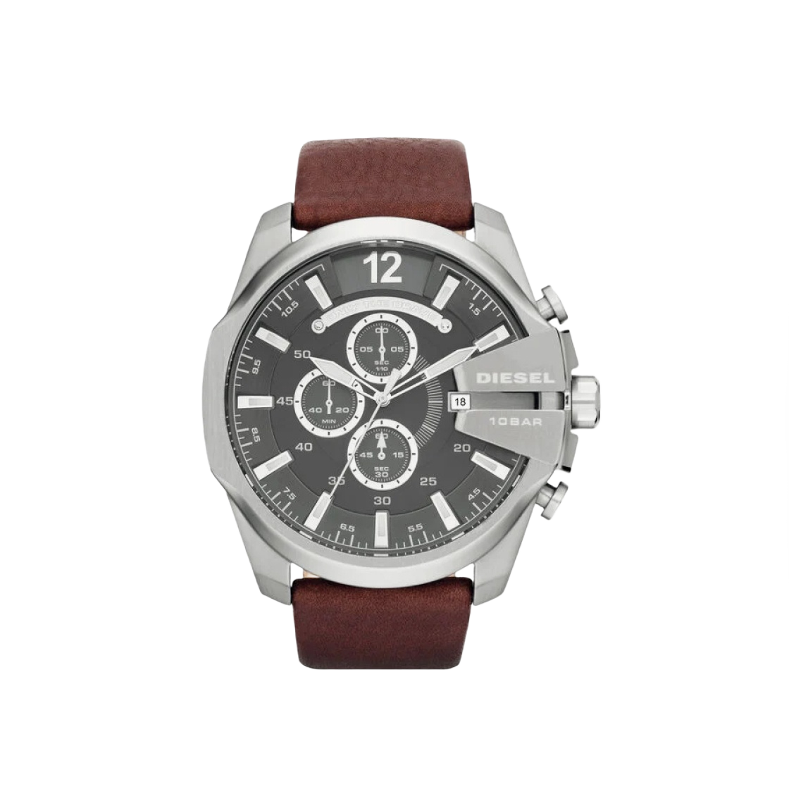 DZ4290 Diesel Dz4290 Mega Chief Chronograph 51mm Grey Silver Leather Brown