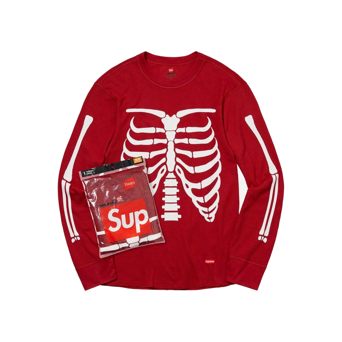 슈프림 헤인즈 본즈 써멀 크루 레드 (1개입)(Supreme Hanes Bones Thermal Crew Red (1 Pack))