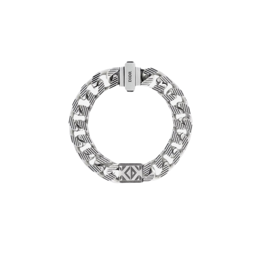 Dior CD Diamond Chain Link Bracelet Antique Silver Finish Brass