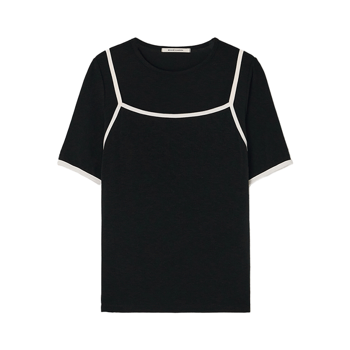 비뮤즈맨션 콤비네이션 레이어드 티 셔츠 세트 블랙(BEMUSE MANSION Combination layered t shirt set Black)