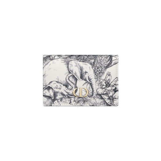 Dior Caro Xs Wallet White Black Calfskin Toile De Jouy Voyage Print