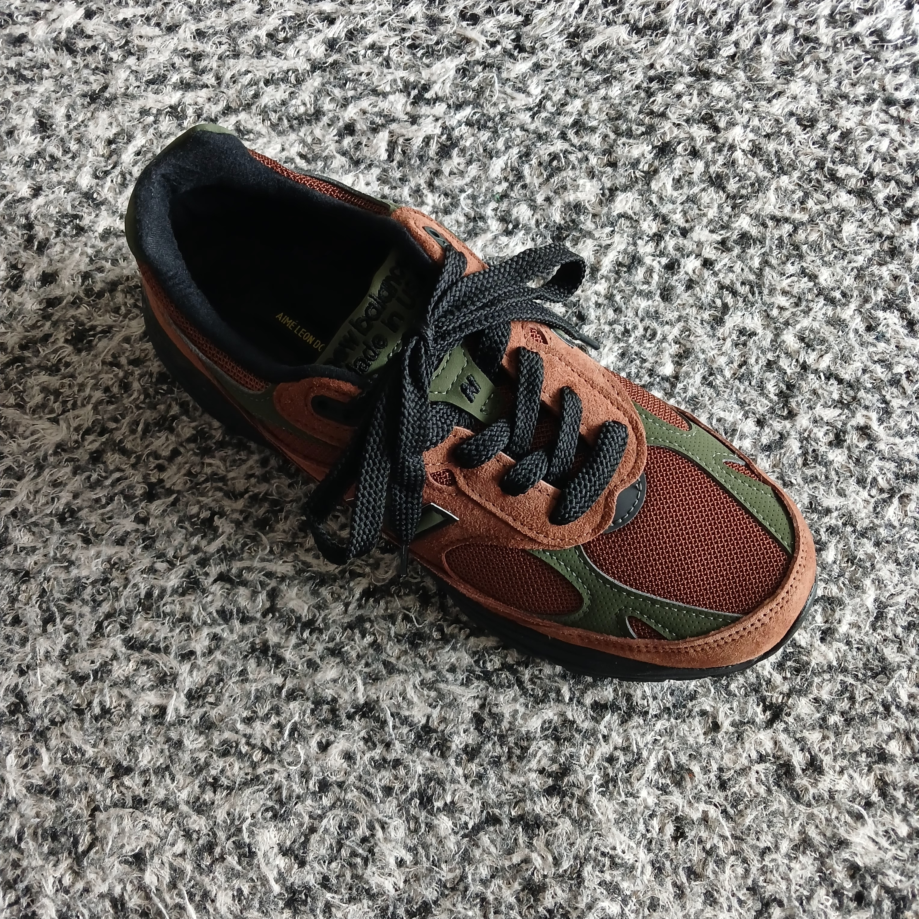 (W) New Balance x Aime Leon Dore 993 Made in USA Brown, New Balance x Aime Leon Dore 993 Made in USA Brown 착용 스타일 - 1