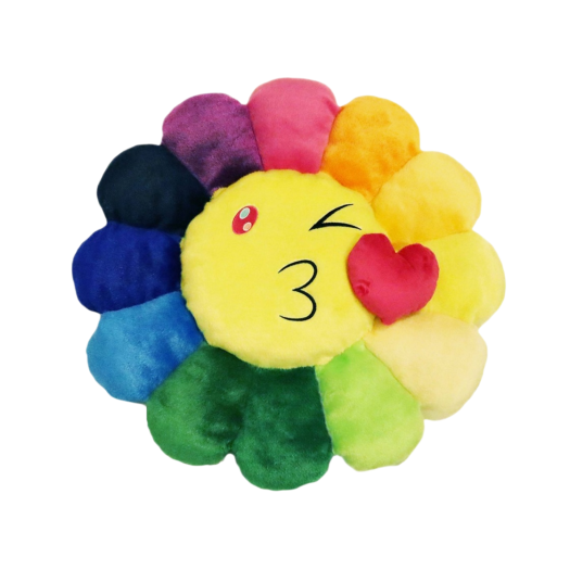 Kaikai Kiki Flower Emoji Cushion Wink Smile 60cm Rainbow