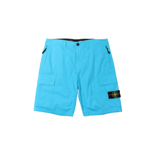 Stone Island L0803 Stretch Cotton Canvas Garment Dyed Cargo Bermuda Shorts Turquoise - 23SS
