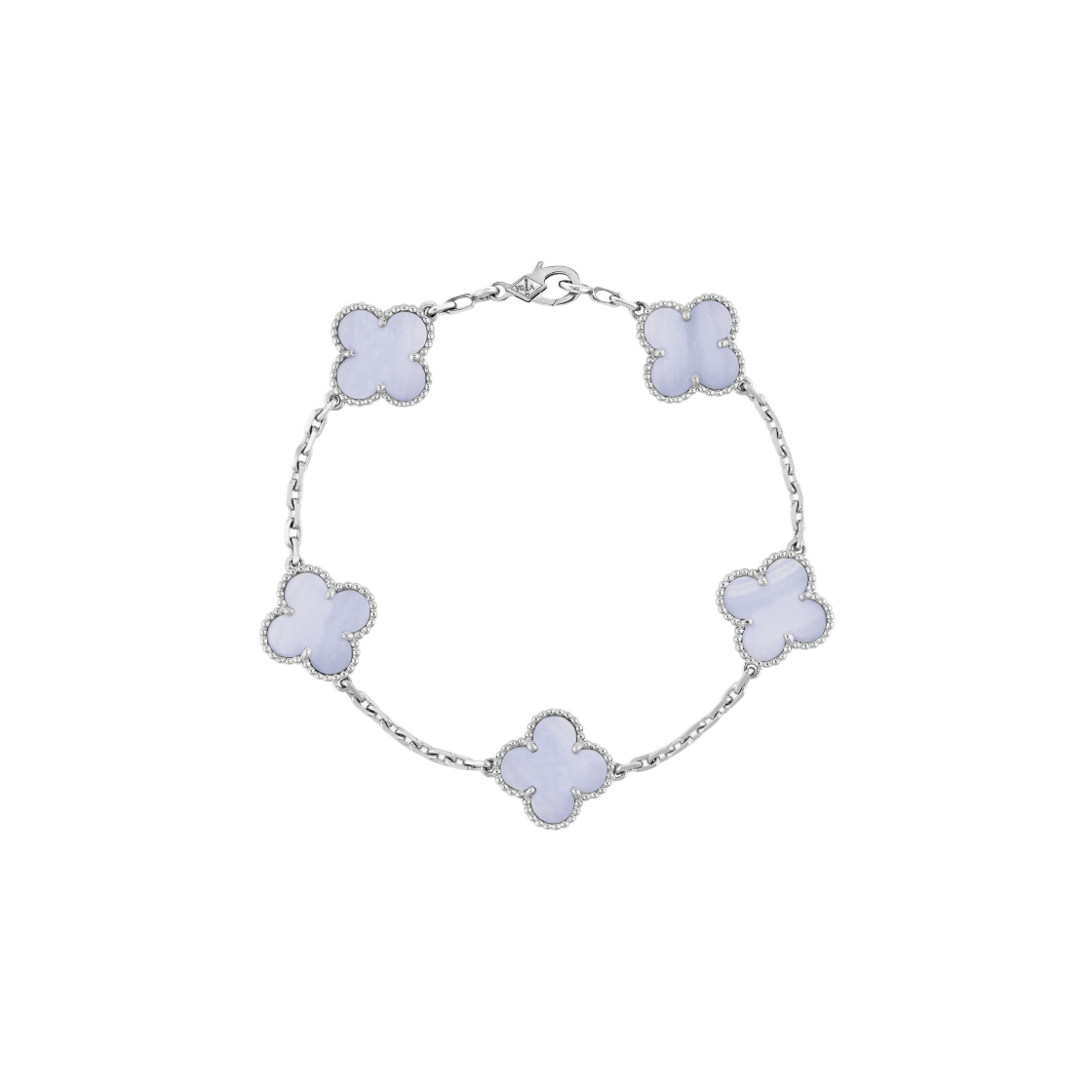 (W) 반 클리프 & 아펠 빈티지 알함브라 브레이슬릿 5 모티프 화이트 골드 칼세도니((W) Van Cleef & Arpels Vintage Alhambra Bracelet 5 Motifs White Gold Chalcedony)