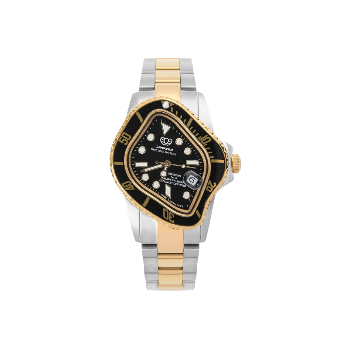 라르비 PEA001 실버 & 골든 프리시전 스틸 블랙 베젤 블랙 다이얼(Laarvee PEA001 Silver & Golden Precision Steel Black Bezel Black Dial)