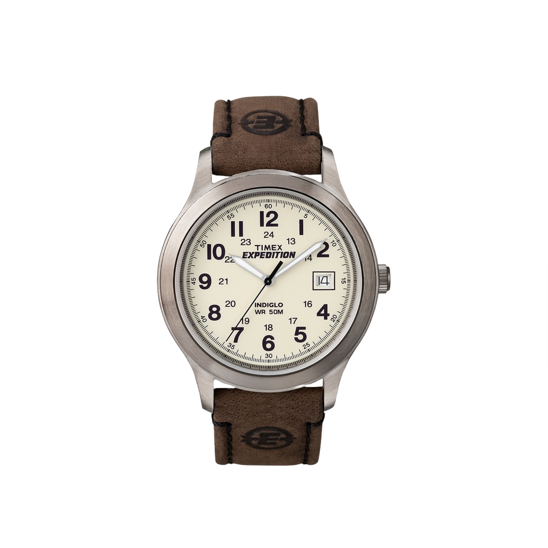 타이맥스 익스페디션 메탈 필드 37mm 레더 스트랩 워치 브라운 실버 톤 내츄럴(Timex Expedition Metal Field 37mm Leather Strap Watch Brown Silver Tone Natural)