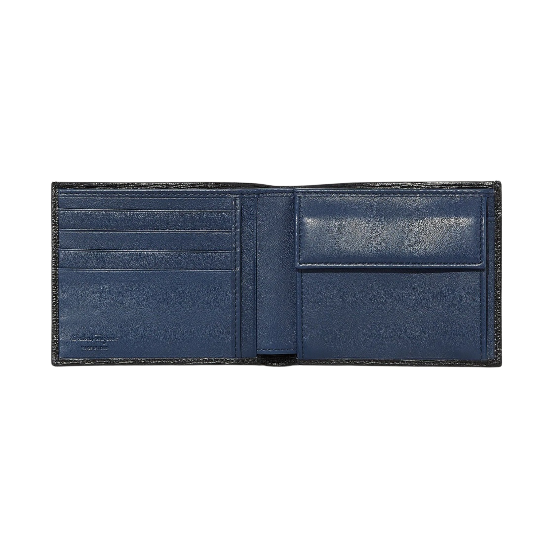 66A065-685987 Ferragamo Coin Pocket Gancini Wallet Black Fjord Blue - #2