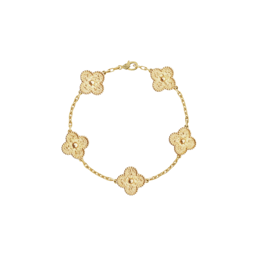 (W) Van Cleef & Arpels Vintage Alhambra Bracelet 5 Motifs Yellow Gold