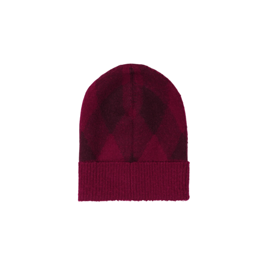Burberry Argyle Wool Beanie Ripple Plum