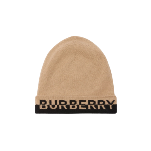 Burberry Logo Intarsia Cashmere Beanie Archive Beige Black