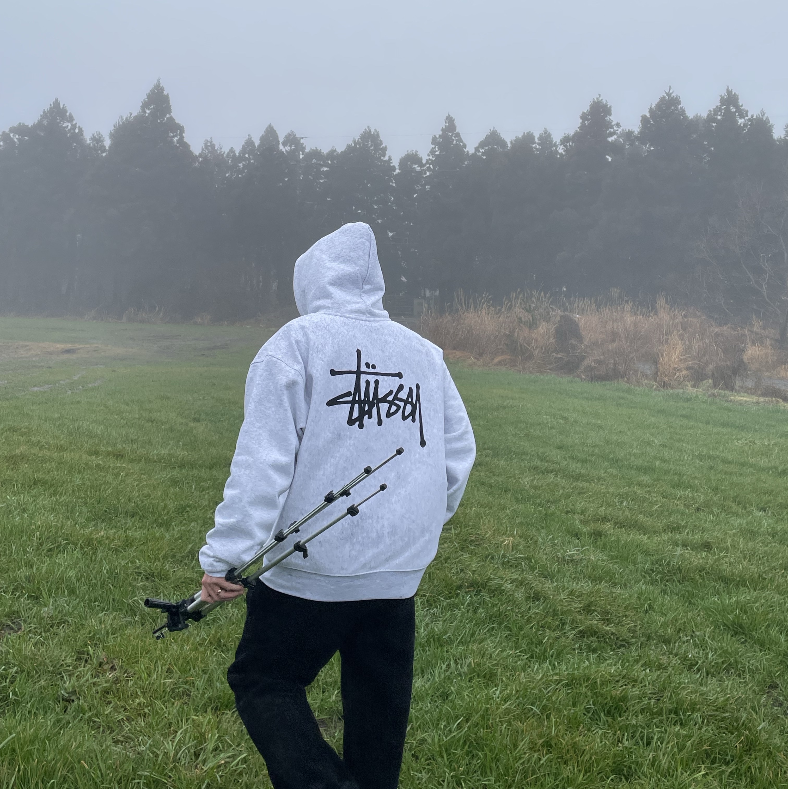 Stussy Basic Stussy Zip Hoodie Ash Heather 착용 스타일