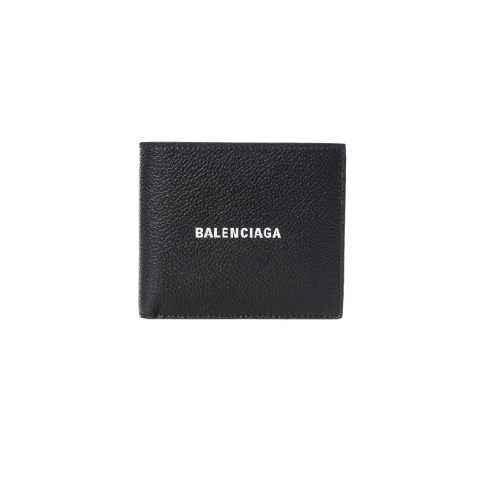 Balenciaga Grained Calfskin Cash Square Folded Coin Wallet Black