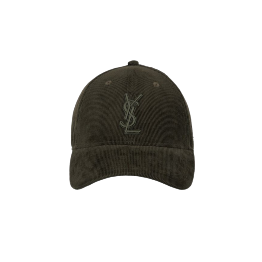 Saint Laurent x New Era YSL Monogram Cap in Corduroy Dark Green