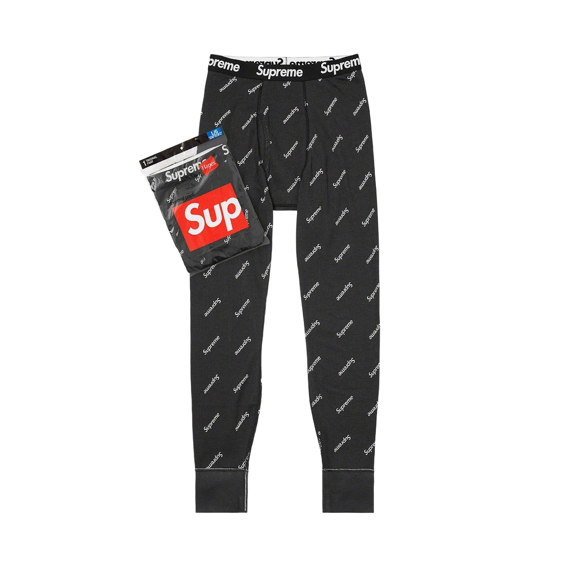 - Supreme Hanes Thermal Pants Black Logos (1 Pack)