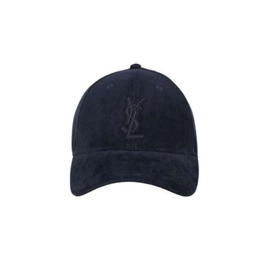 Saint Laurent x New Era YSL Monogram Cap in Corduroy Navy