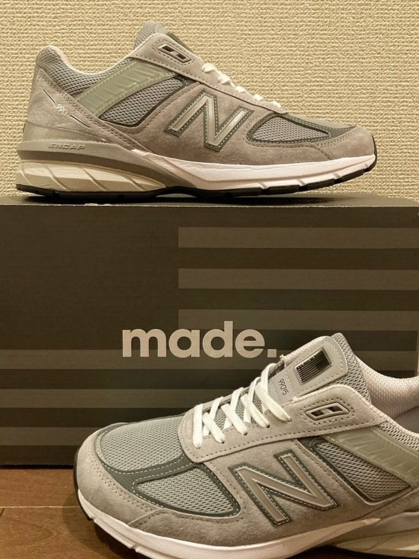 (W) New Balance 990v5 Made in USA Grey - B Standard 착용 스타일