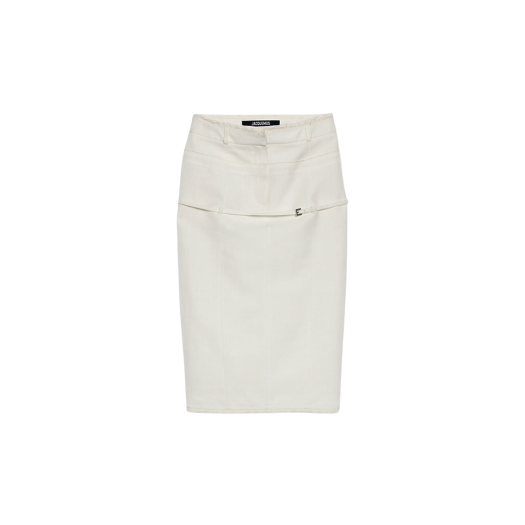 (W) Jacquemus La Jupe Caraco Belted Pencil Skirt White