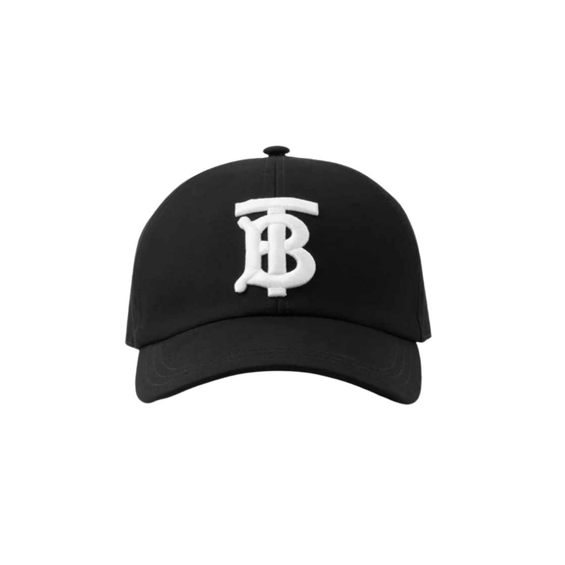 버버리 모노그램 모티프 코튼 트윌 베이스볼 캡 블랙 화이트(Burberry Monogram Motif Cotton Twill Baseball Cap Black White)