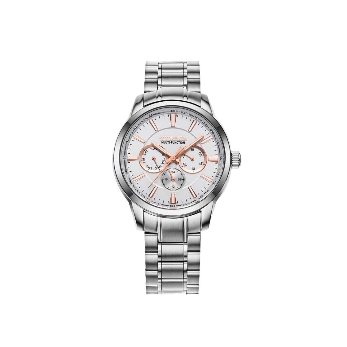 SP3511M-WH Scorpion Multifunction Metal Watch White