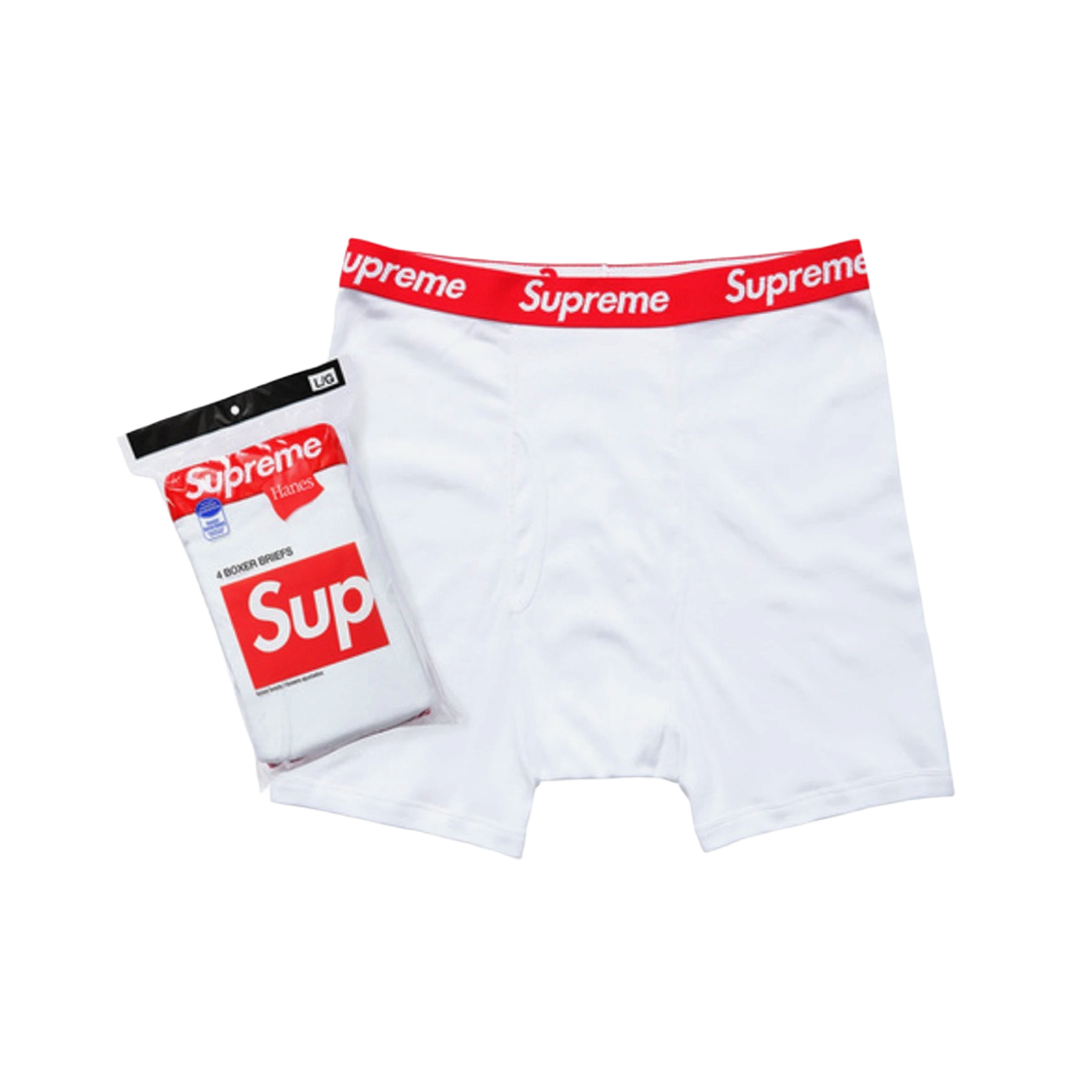 슈프림 헤인즈 박서 브리프 화이트 (4개입)(Supreme Hanes Boxer Briefs White (4 Pack))