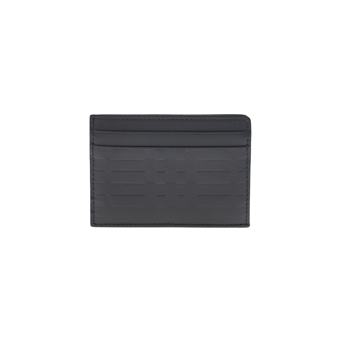 8058350 Burberry Embossed Check Leather Card Case Dark Ash Grey