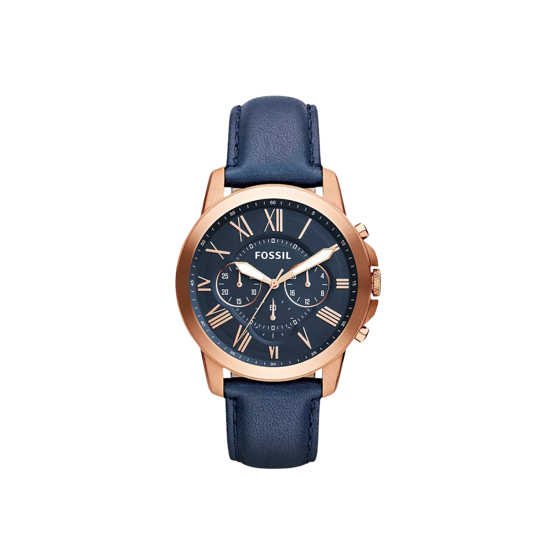 FS4835 Fossil Grant Quartz Chronograph 44mm Genuine Leather Rose Gold Navy