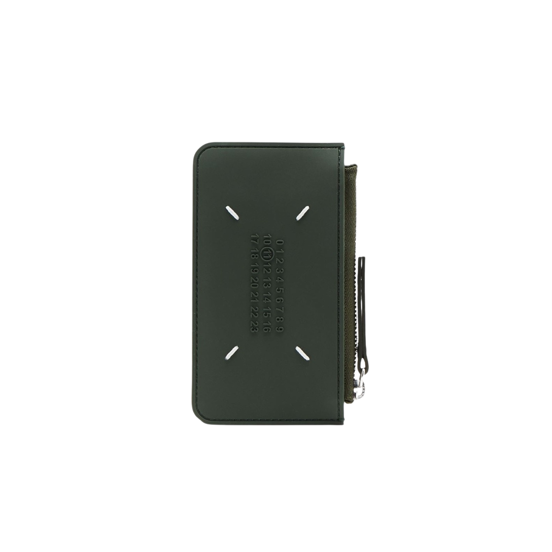 S55UA0023P0322T7166 Maison Margiela Rubber Leather Card Holder Military Green - 대표 이미지 #1