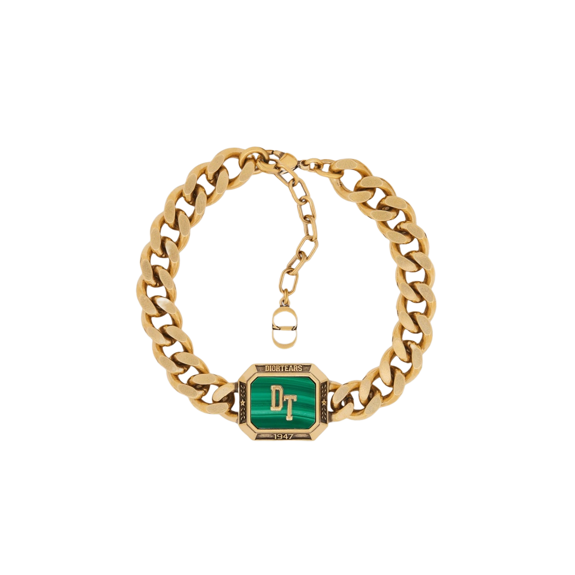디올 x 데님 티어스 디올 티어스 체인 링크 브레이슬릿 골드 피니쉬 브래스 말라카이트(Dior x Denim Tears Dior Tears Chain Link Bracelet Gold Finish Brass Malachite) - 1