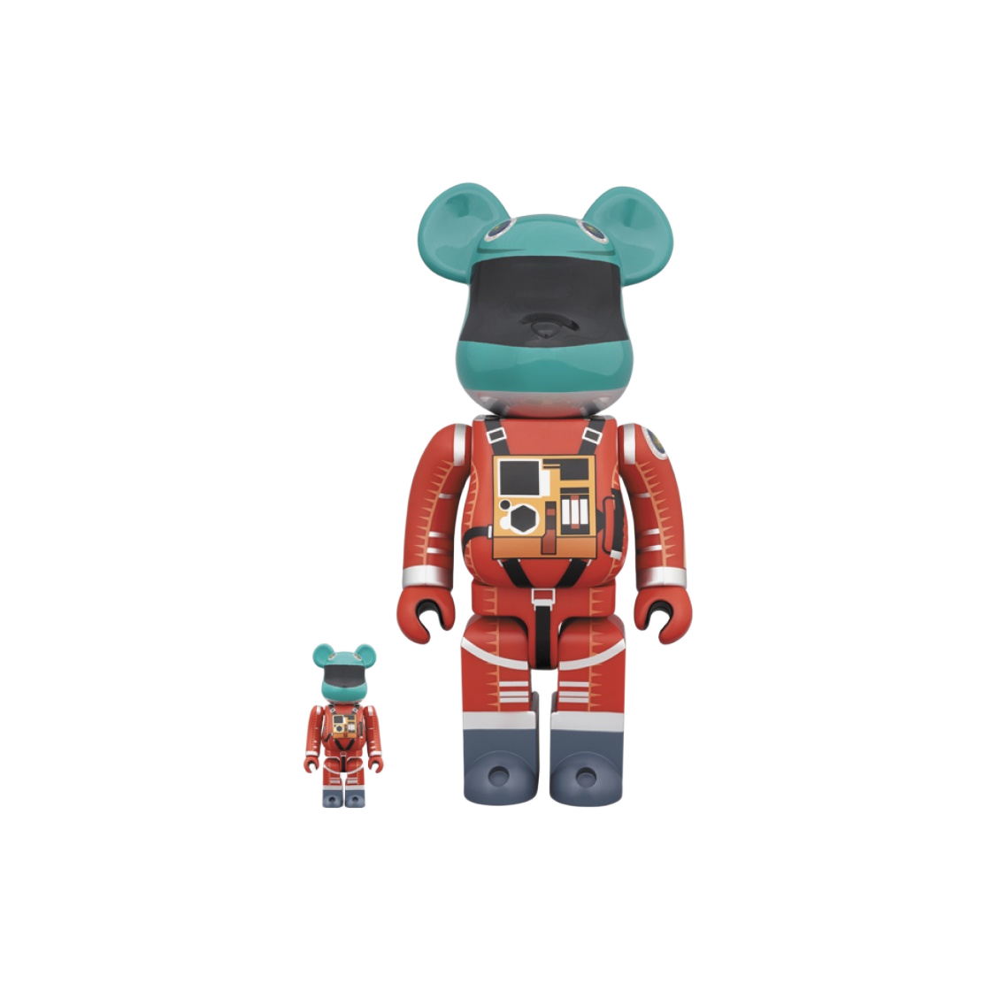 - Bearbrick 2001: A Space Odyssey Space Suit Green Helmet & Orange Suit Ver. 100% & 400% Set - 대표 이미지 #1