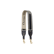 Dior Shoulder Strap with Ring Black Christian Dior Embroidery